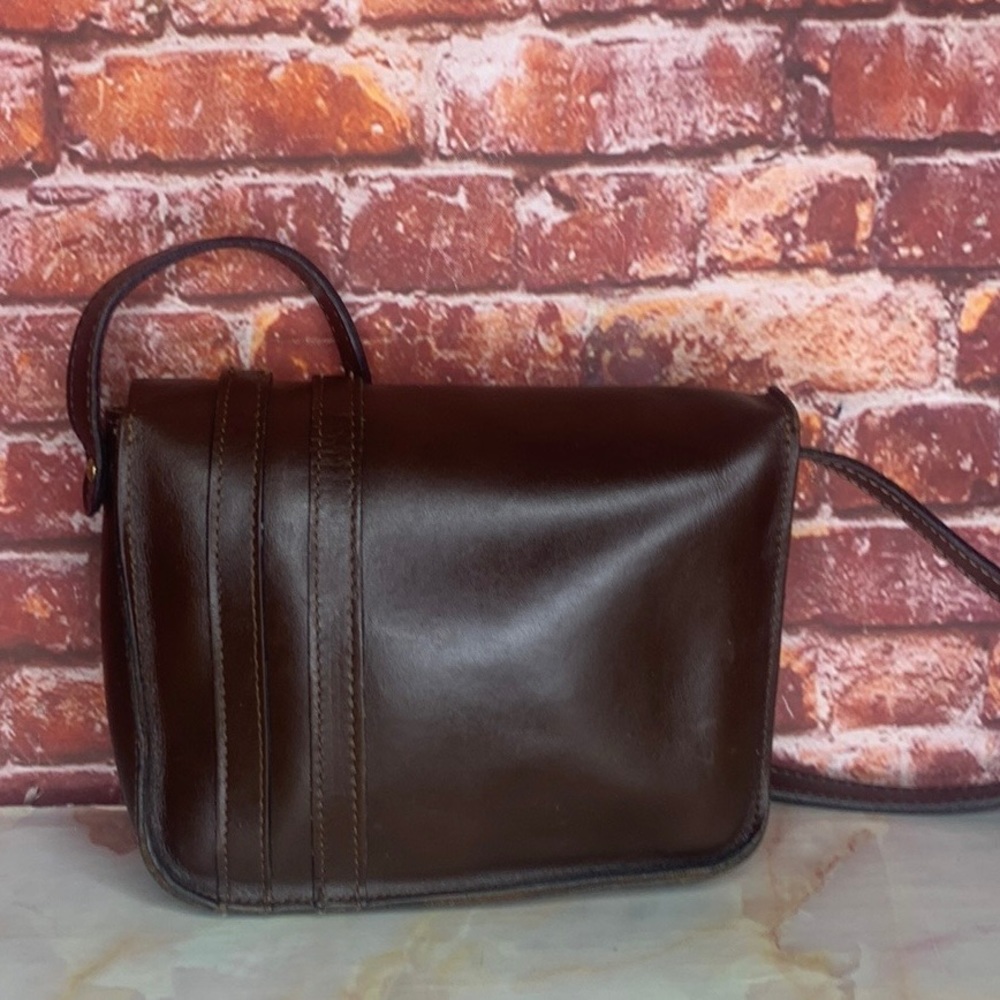 Vintage Letisse Walnut Brown Leather Courier Messenger Crossbody Bag - Picture 4 of 9